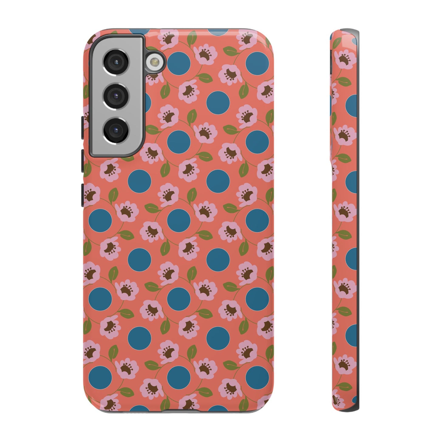 Wildflowers with Dots in Coral and Blue Tough Cases for Samsung