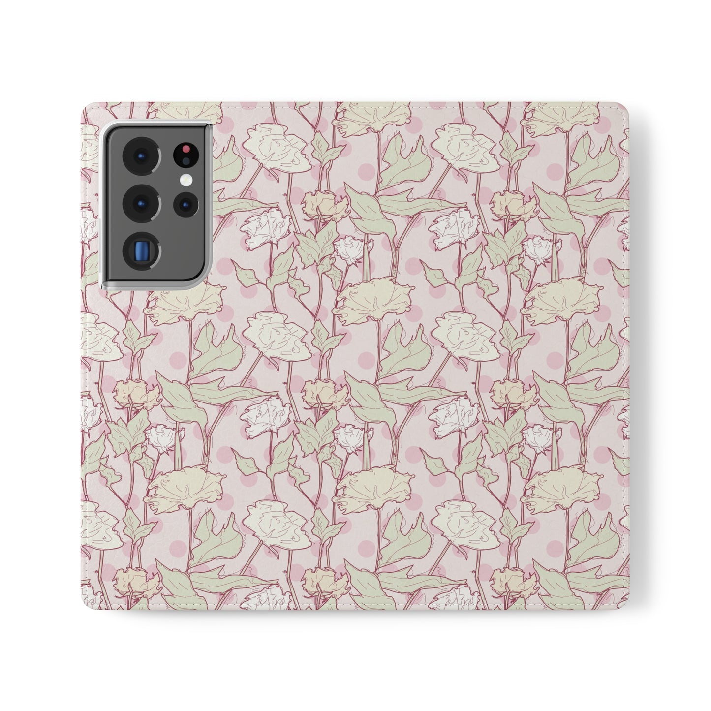 Roses and Dots in Pink Flip Cases for Samsung