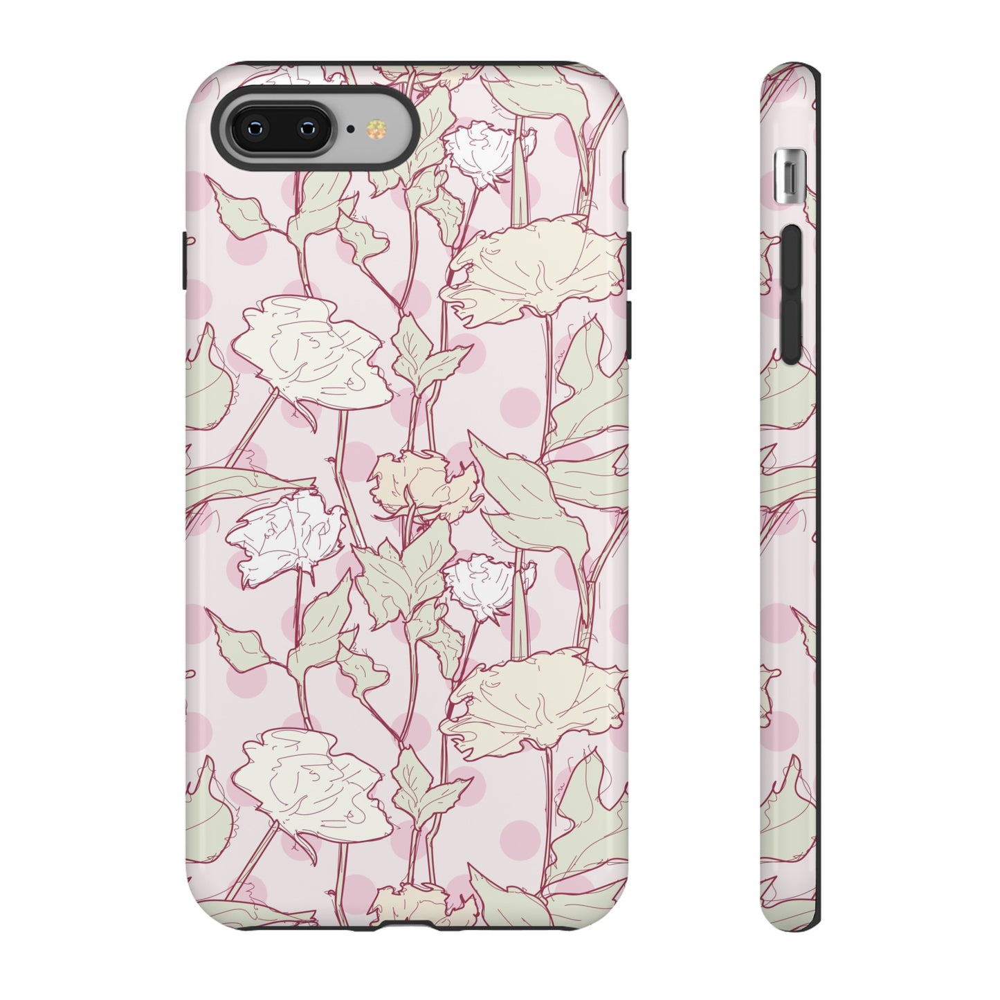 Roses and Dots in Pink Tough Cases for iPhone