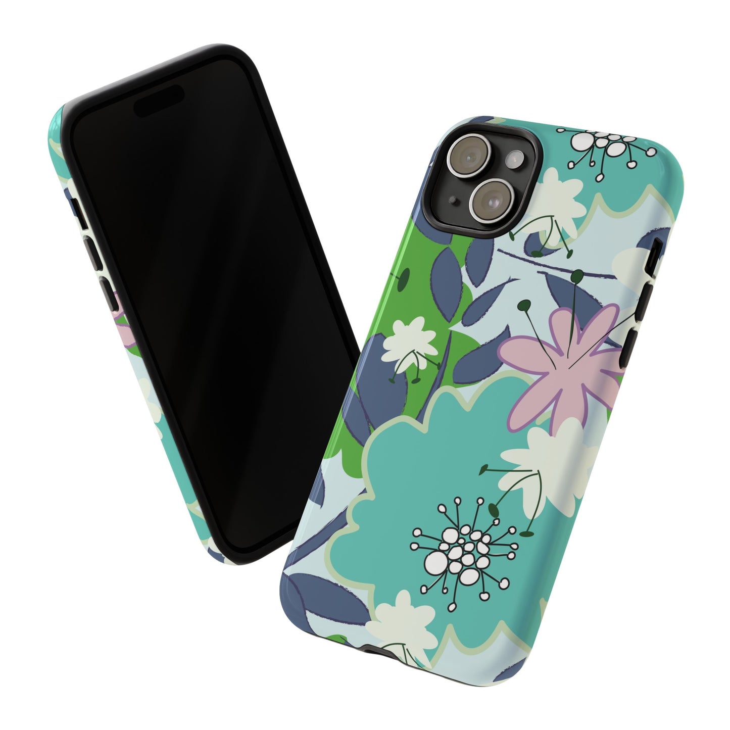 Mid Mod Floral in Blue and Green Tough Cases