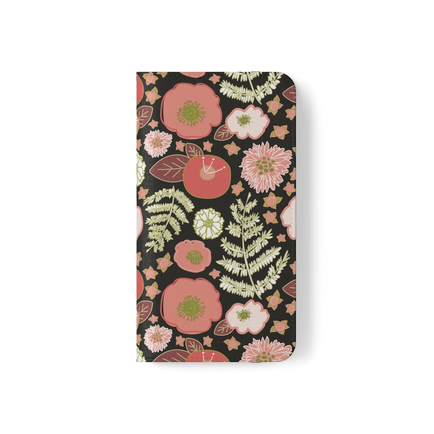 Coral Flowers on Black Flip Cases for Samsung