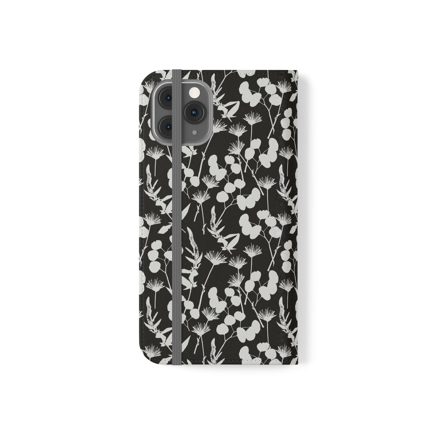 Black and White Floral Flip Cases for iPhone