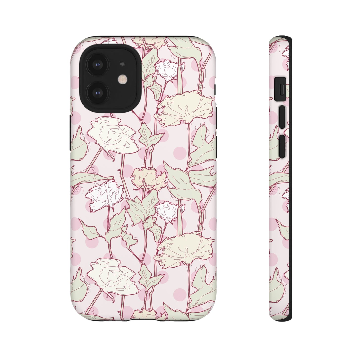 Roses and Dots in Pink Tough Cases for iPhone