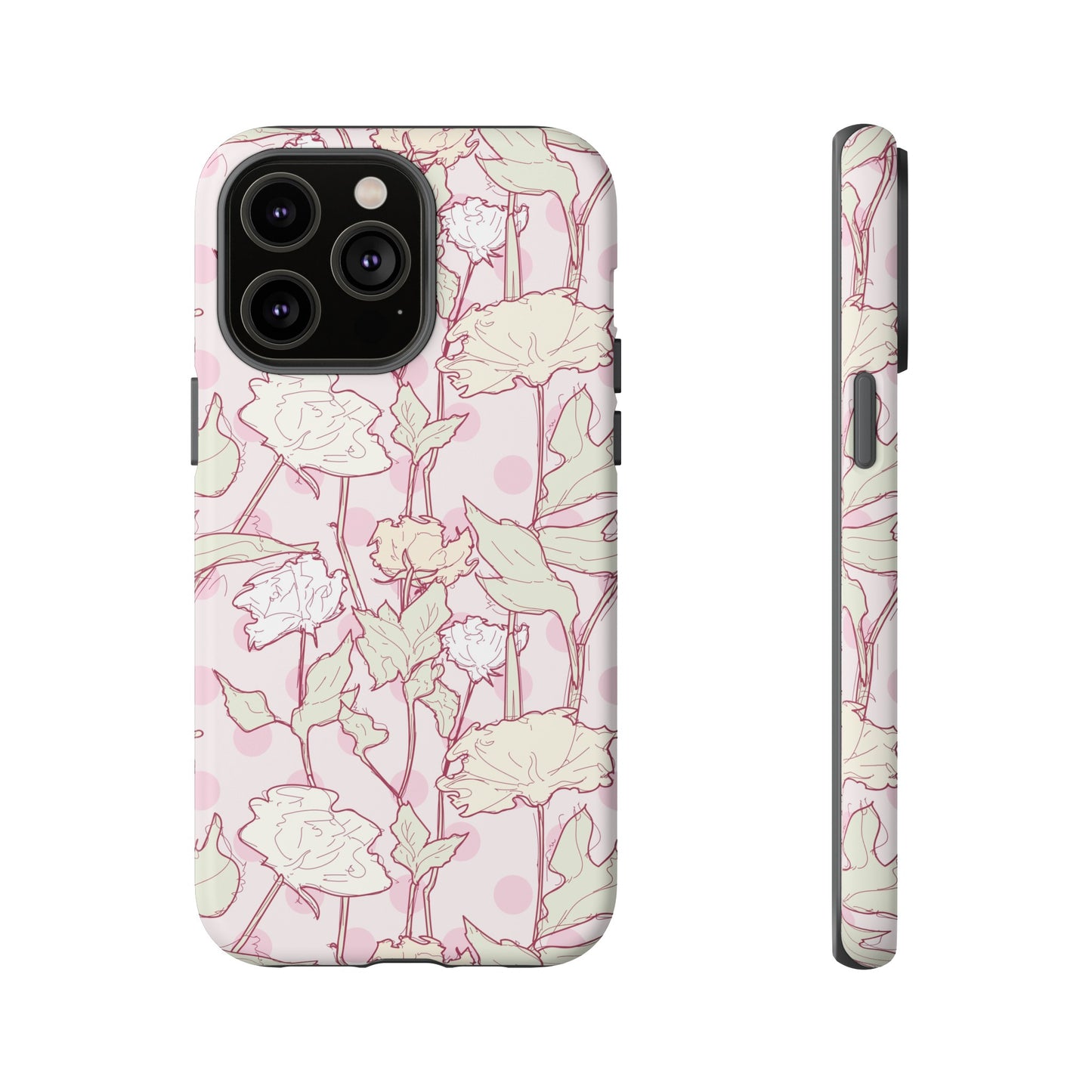 Roses and Dots in Pink Tough Cases for iPhone