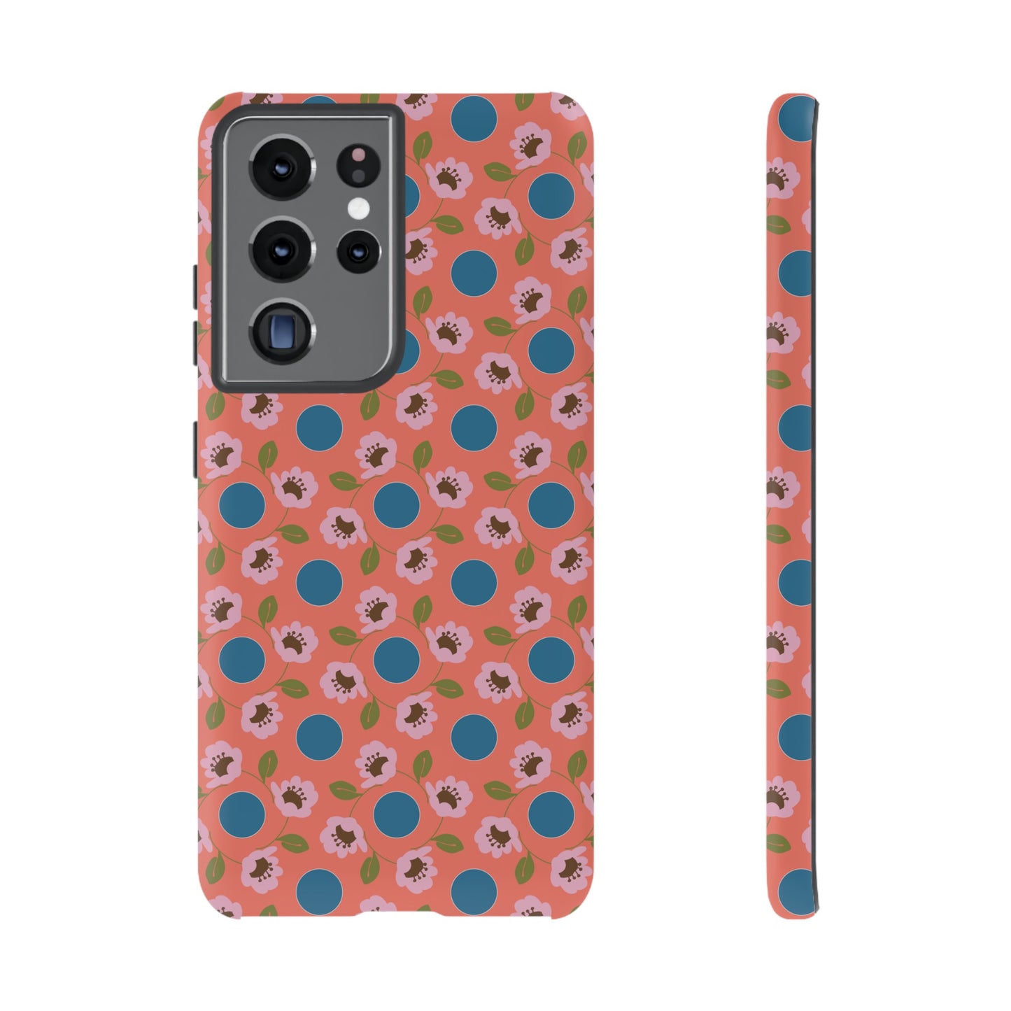 Wildflowers with Dots in Coral and Blue Tough Cases for Samsung