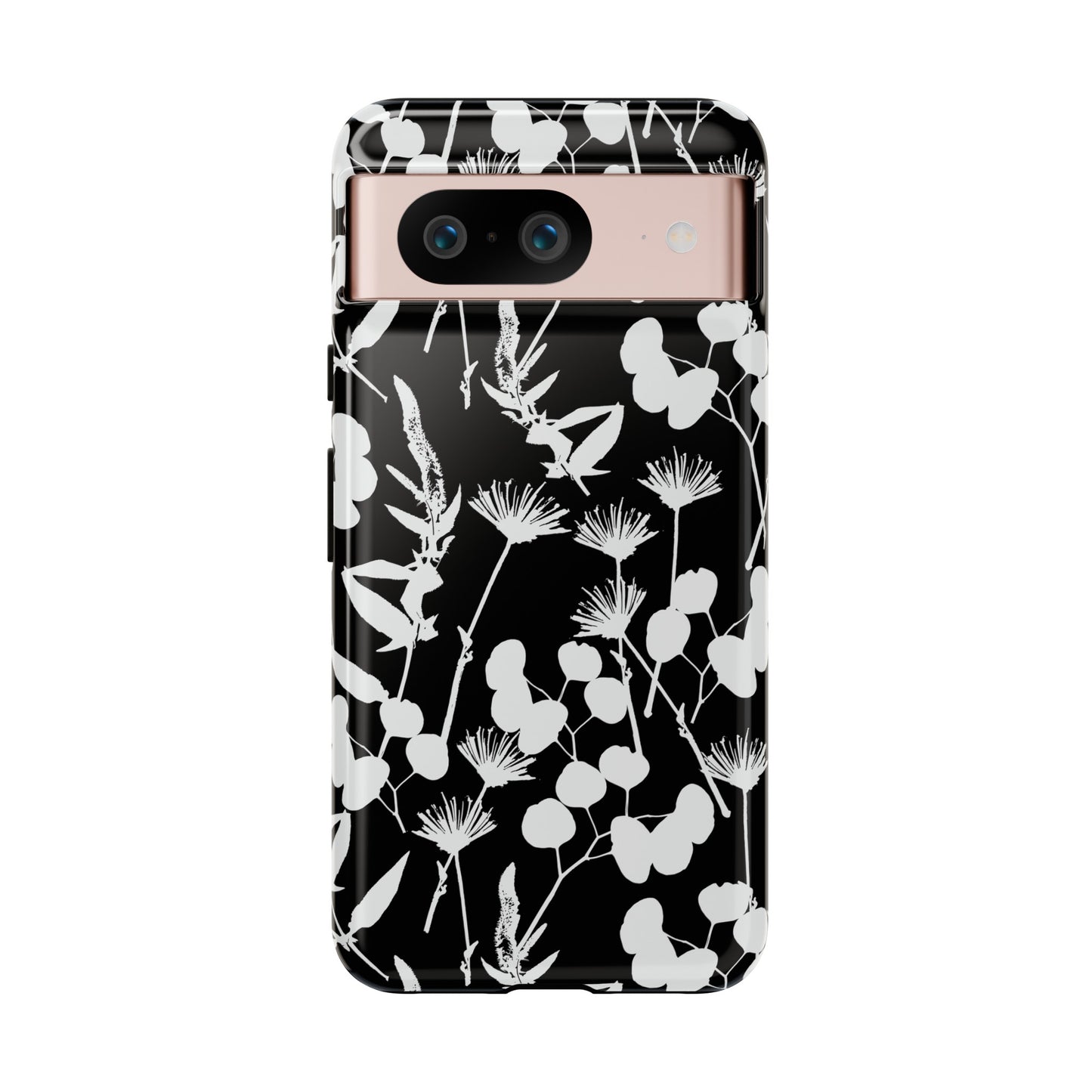 Black and White Floral Tough Cases for Google Pixel