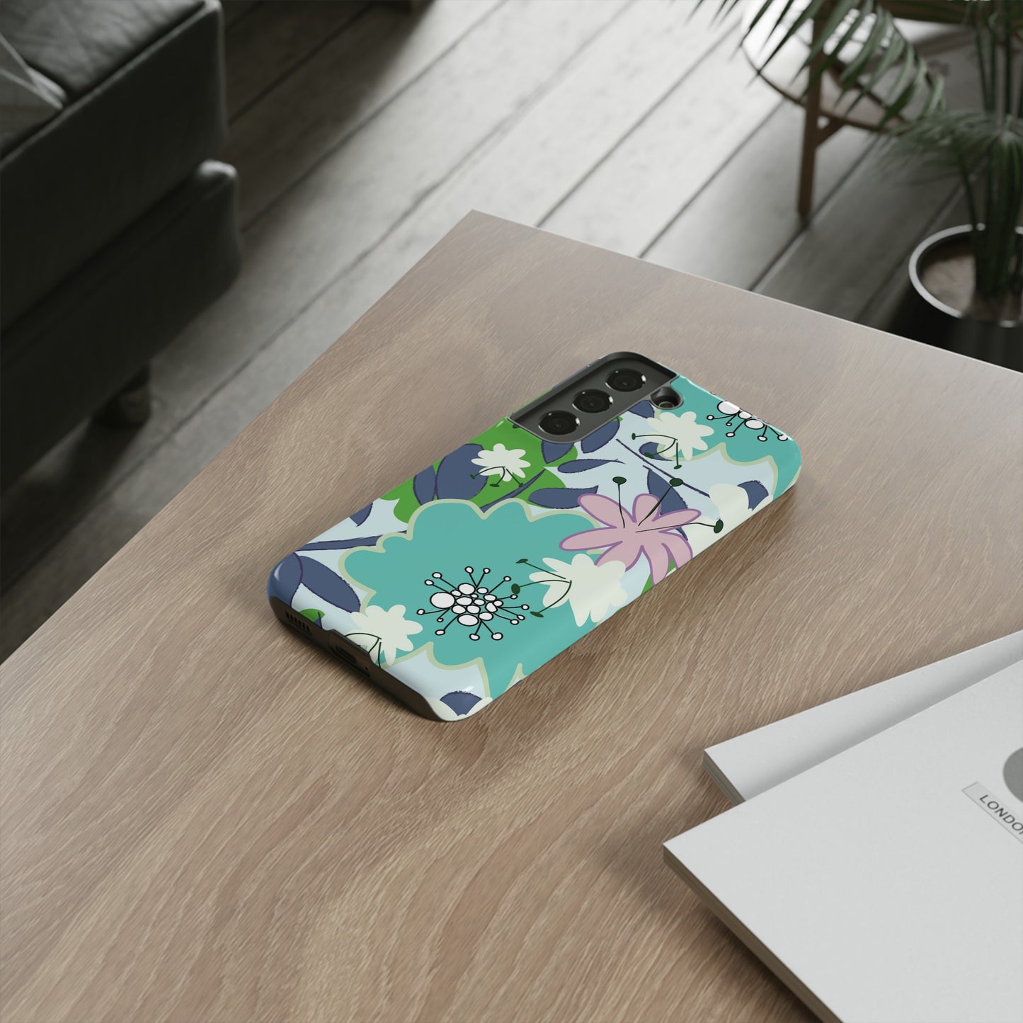 Mid Mod Floral in Blue and Green Tough Cases