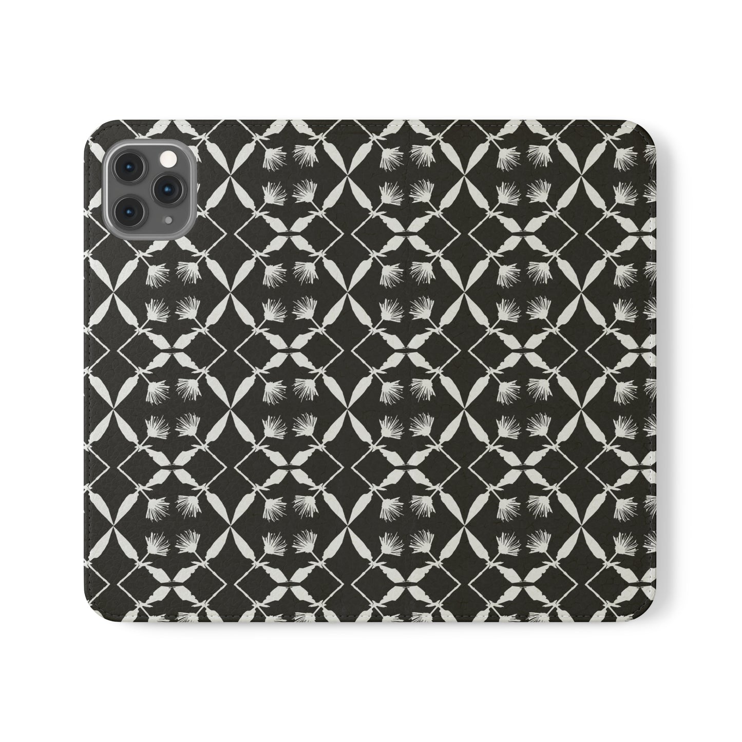 Black and White Floral Flip Cases for iPhone