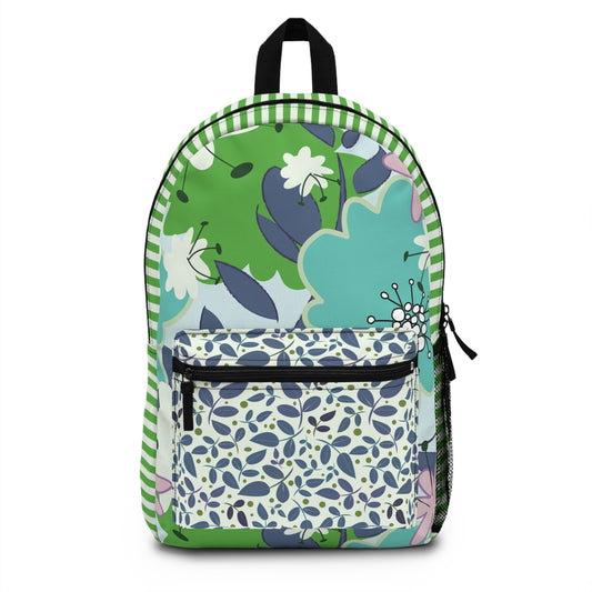 Mid Mod Floral in Blue and Green Backpack