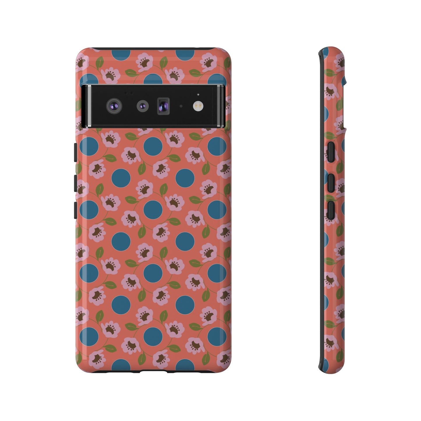 Wildflowers with Dots in Coral and Blue Tough Cases for Google Pixel