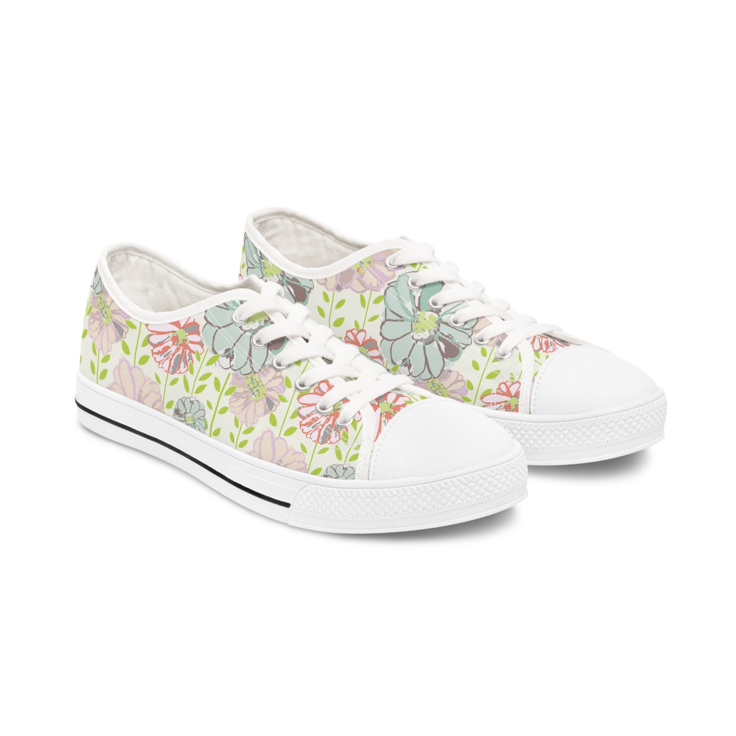 Soft Watercolor Floral Women's Low Top Sneakers