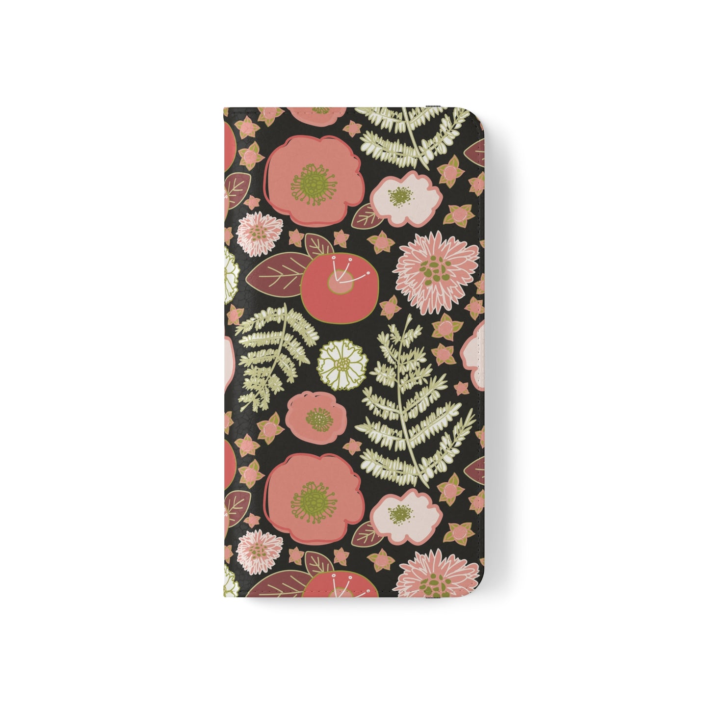 Coral Flowers on Black Flip Cases for Samsung