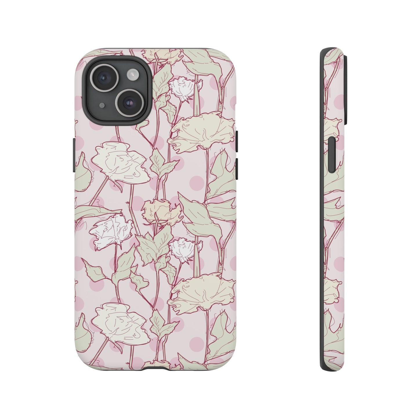 Roses and Dots in Pink Tough Cases for iPhone