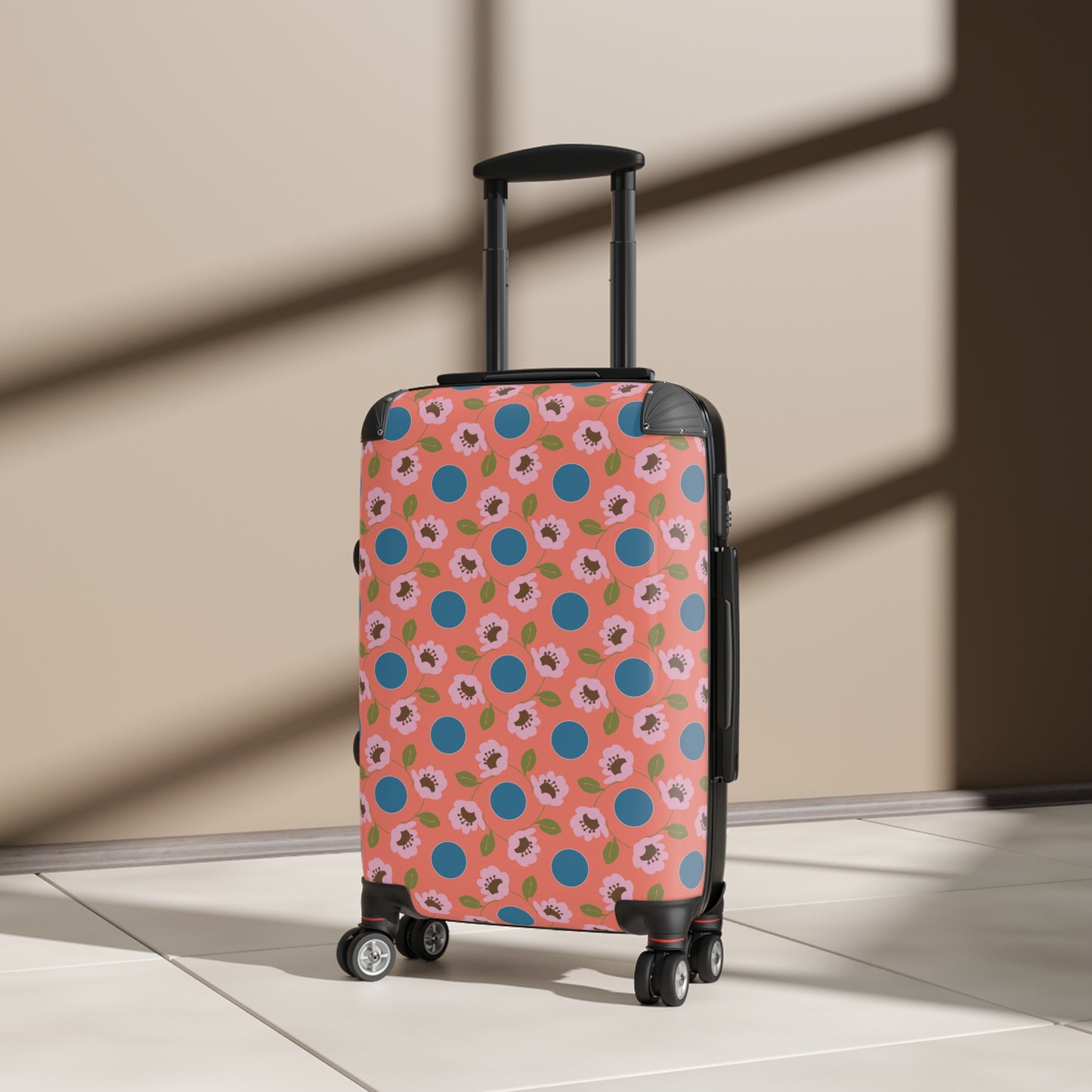 Wildflowers with Dots in Coral and Blue Suitcase