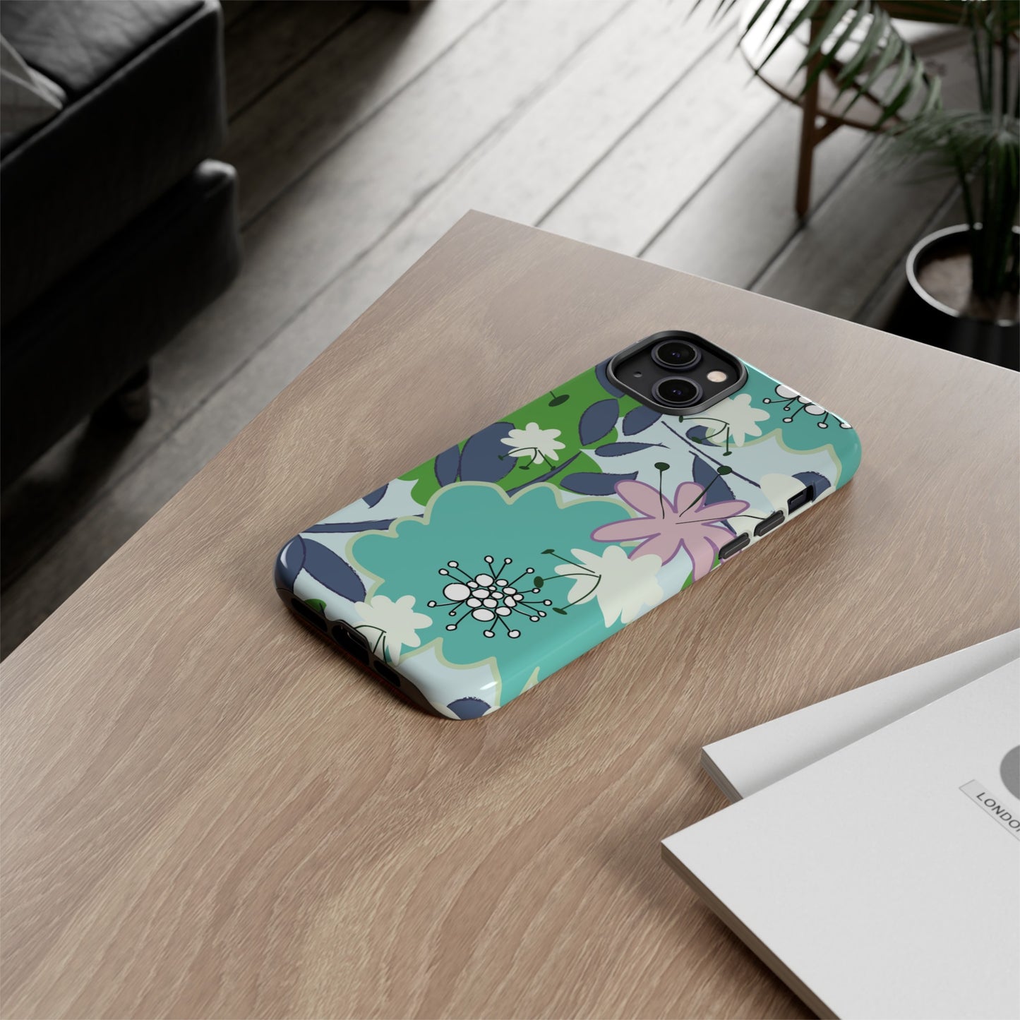 Mid Mod Floral in Blue and Green Tough Cases