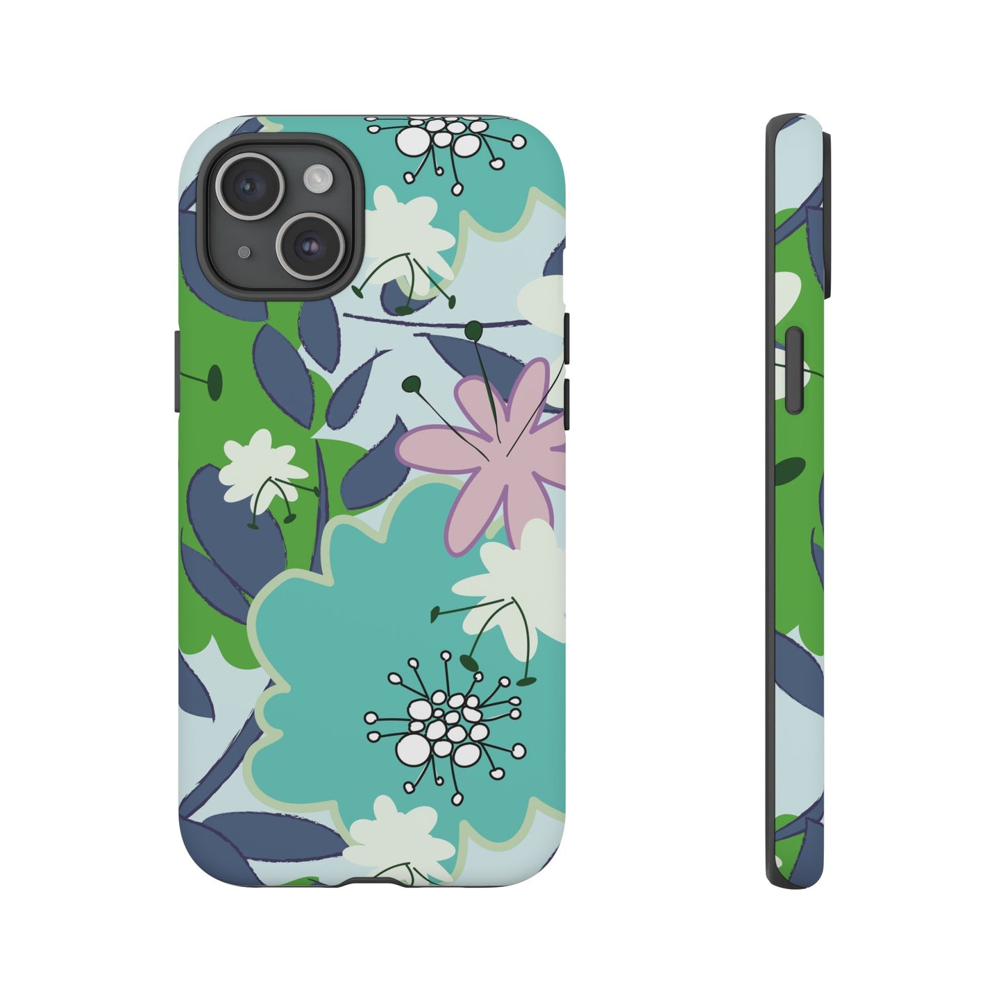 Mid Mod Floral in Blue and Green Tough Cases