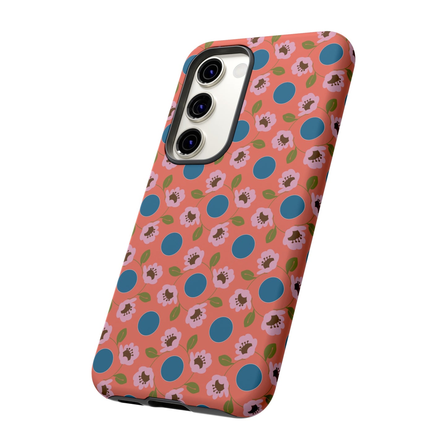 Wildflowers with Dots in Coral and Blue Tough Cases for Samsung