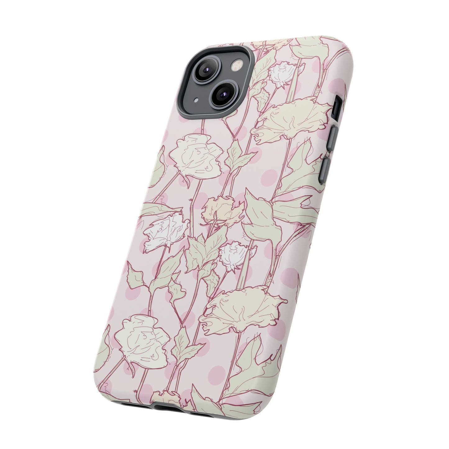 Roses and Dots in Pink Tough Cases for iPhone