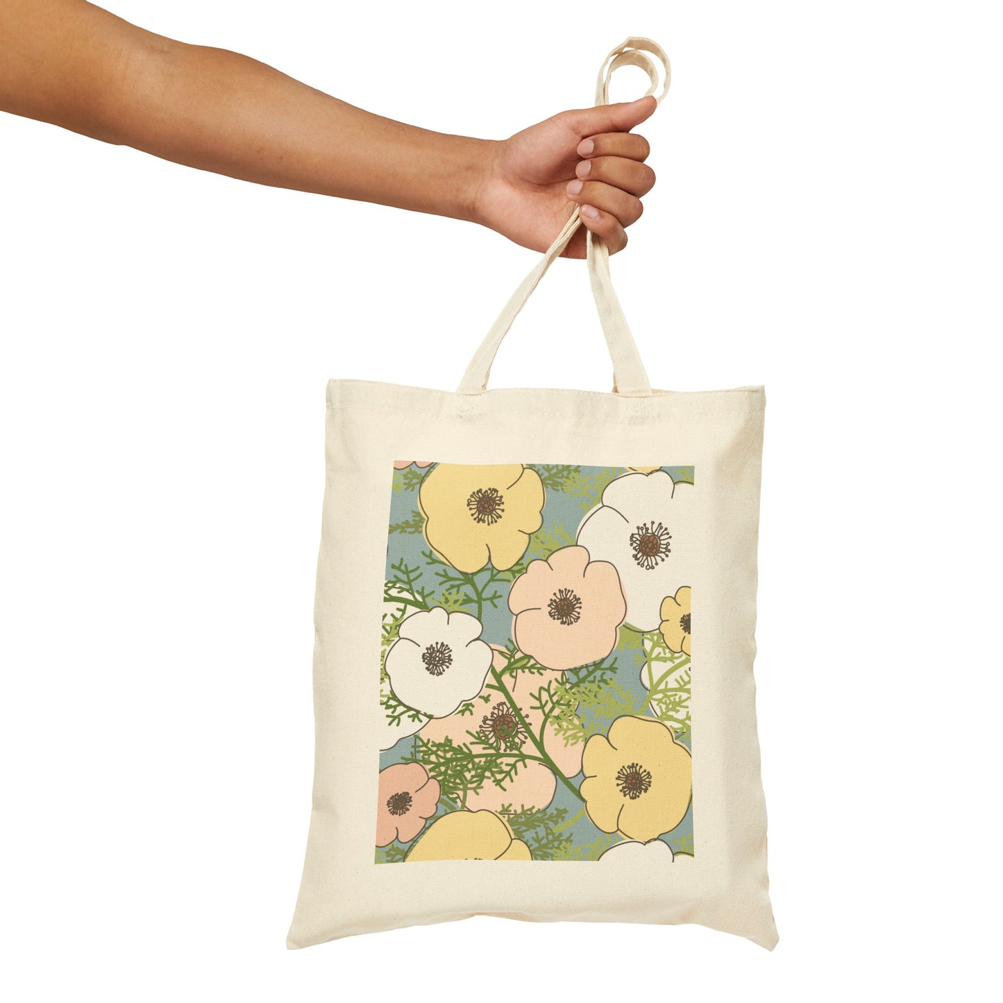 Playful Poppies Cotton Canvas Tote Bag