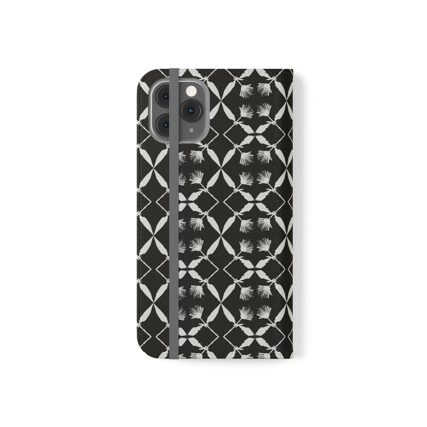 Black and White Floral Flip Cases for iPhone