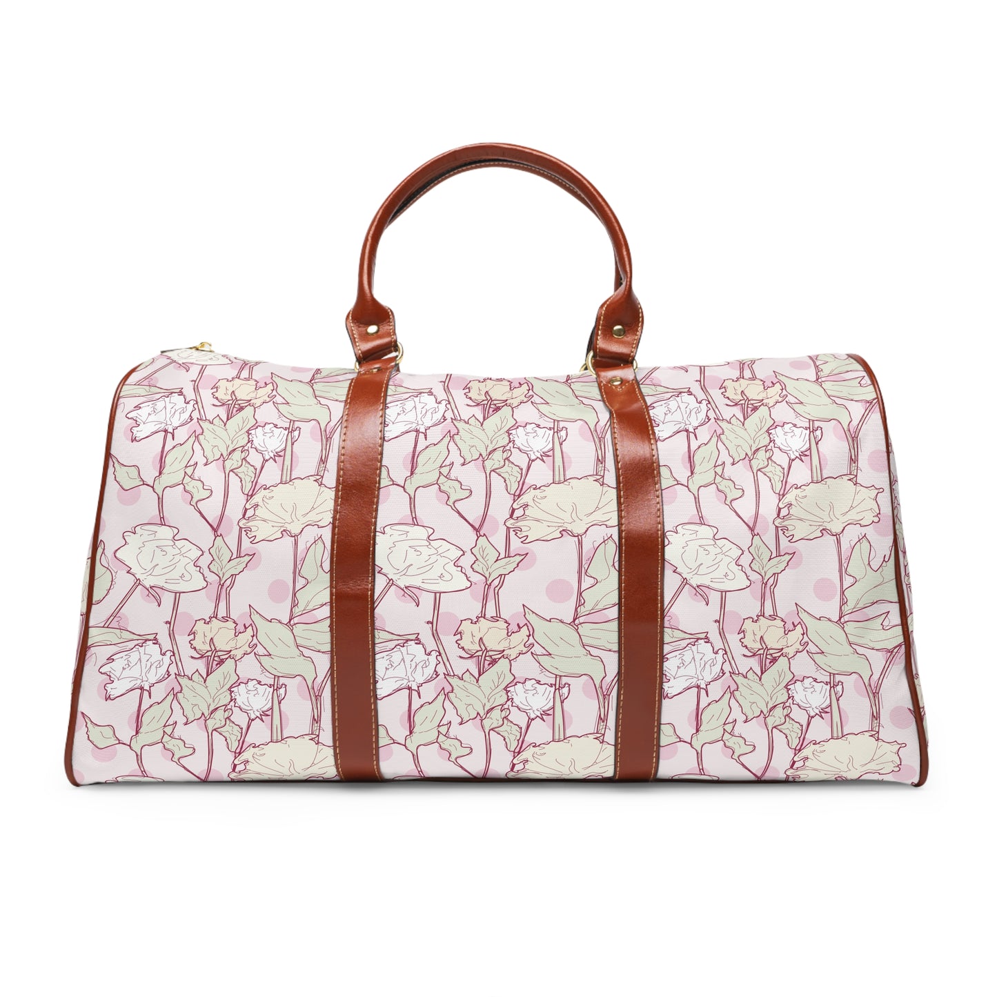 Roses and Dots in Pink Waterproof Travel Bag