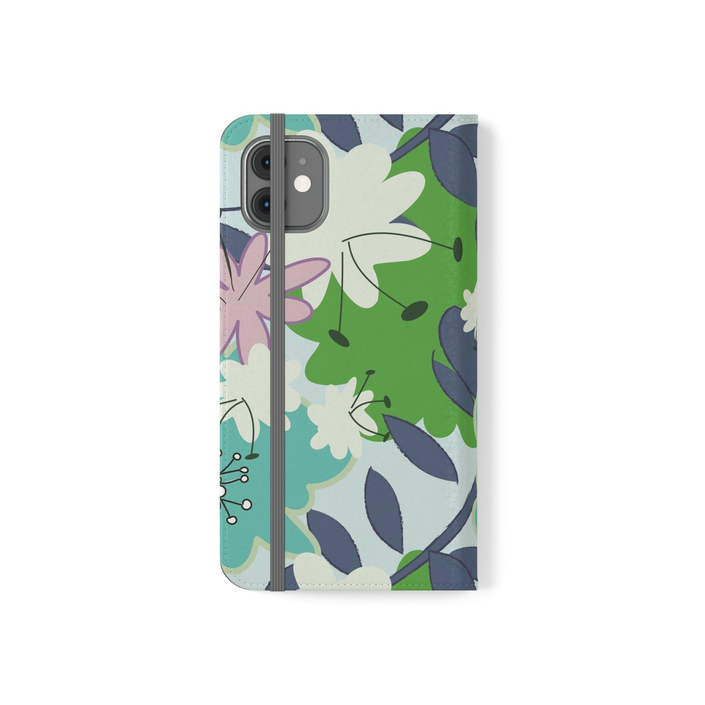 Mid Mod Floral in Blue and Green Flip Cases for iPhone