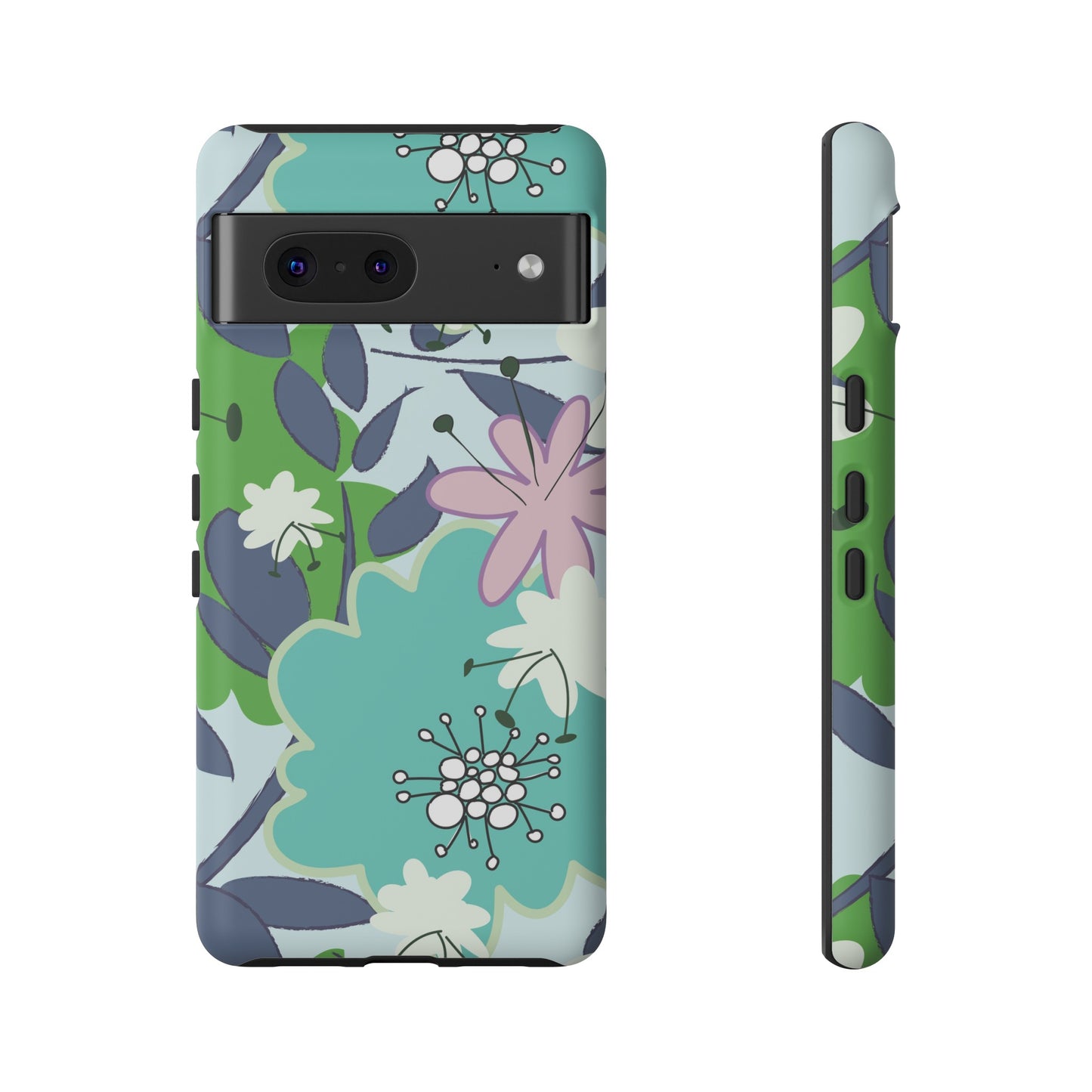 Mid Mod Floral in Blue and Green Tough Cases