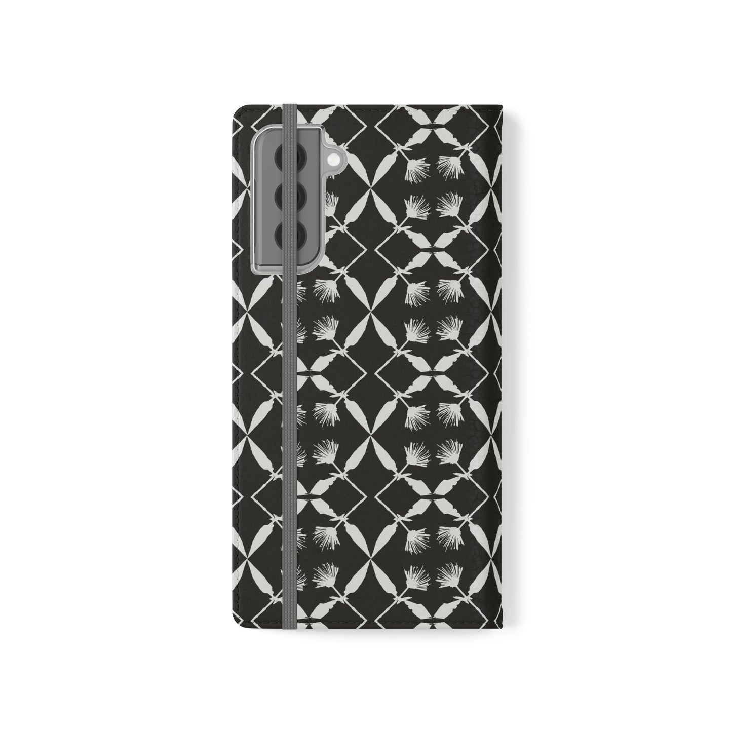 Black and White Floral Flip Cases for Samsung