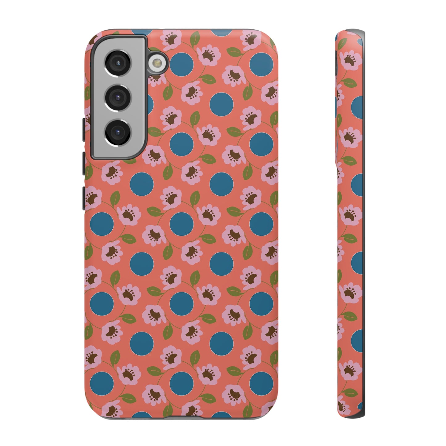 Wildflowers with Dots in Coral and Blue Tough Cases for Samsung