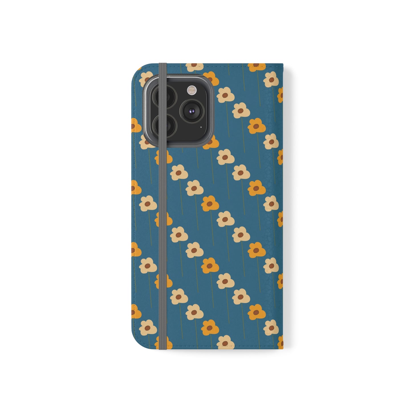 Yellow Wildflowers on Blue Flip Cases for iPhone