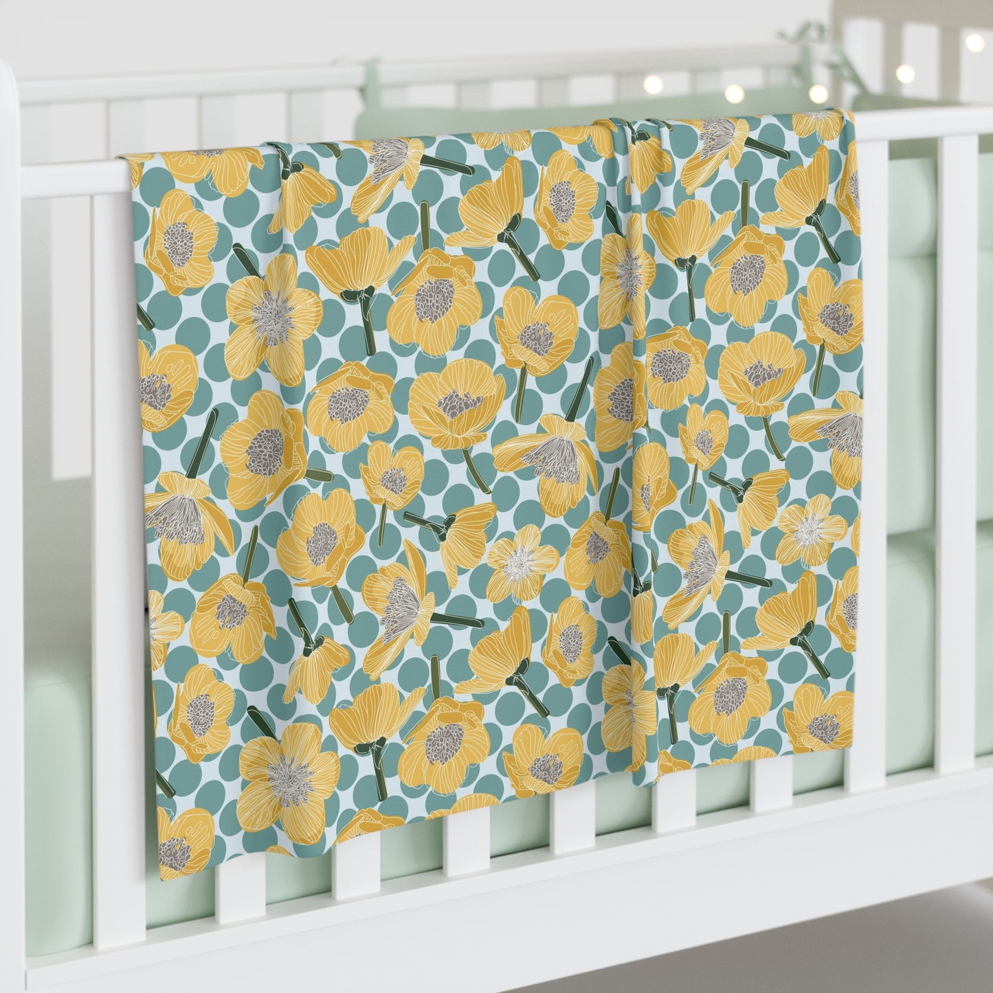 Buttercups and Polka Dots Baby Swaddle Blanket