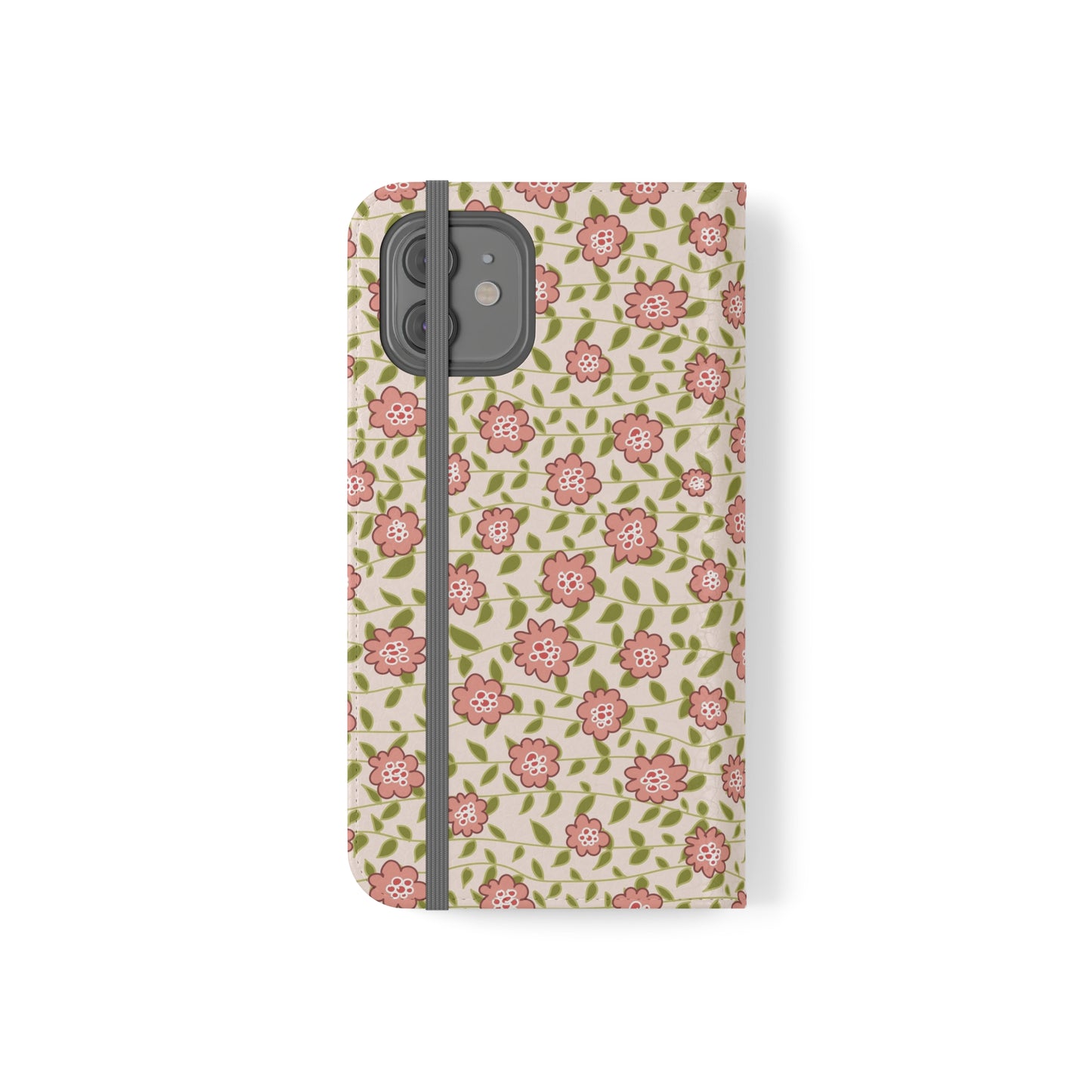 Coral Flowers on Cream Flip Cases for iPhone