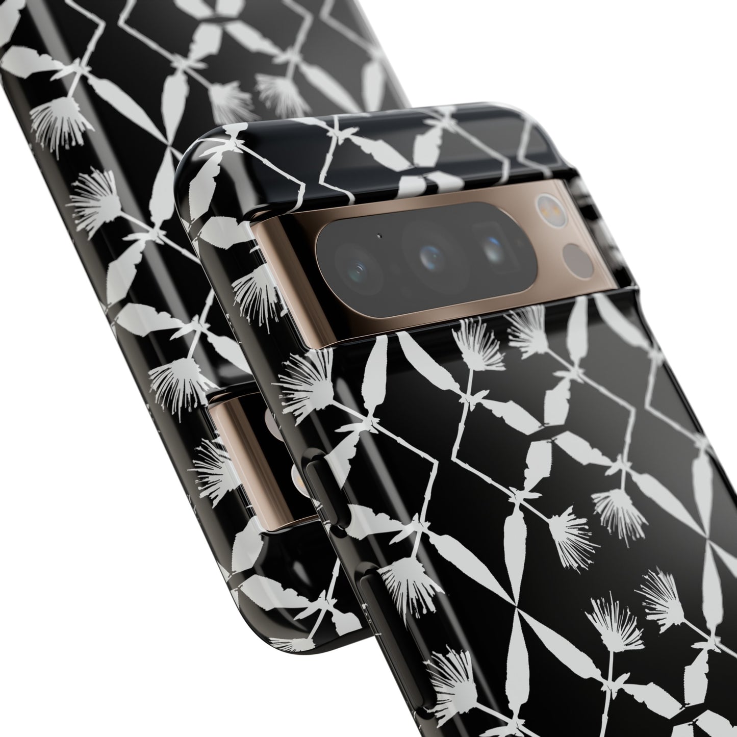 Black and White Floral Tough Cases for Google Pixel