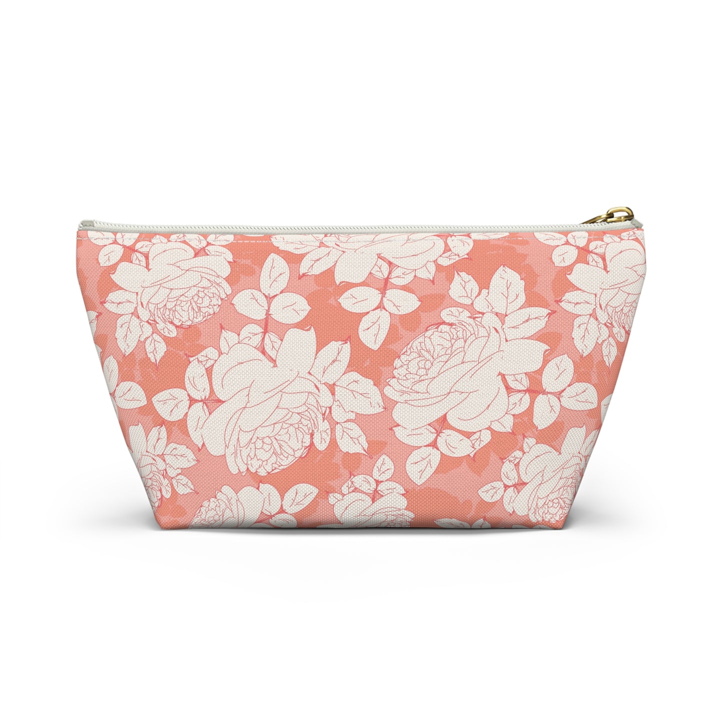Peach and Cream Roses Accessory Pouch w T-bottom