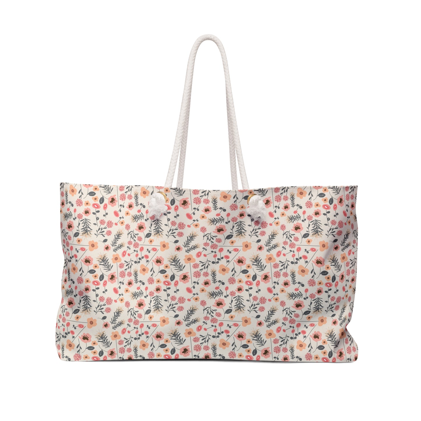 Peach and Cream Wildflowers Weekender Bag