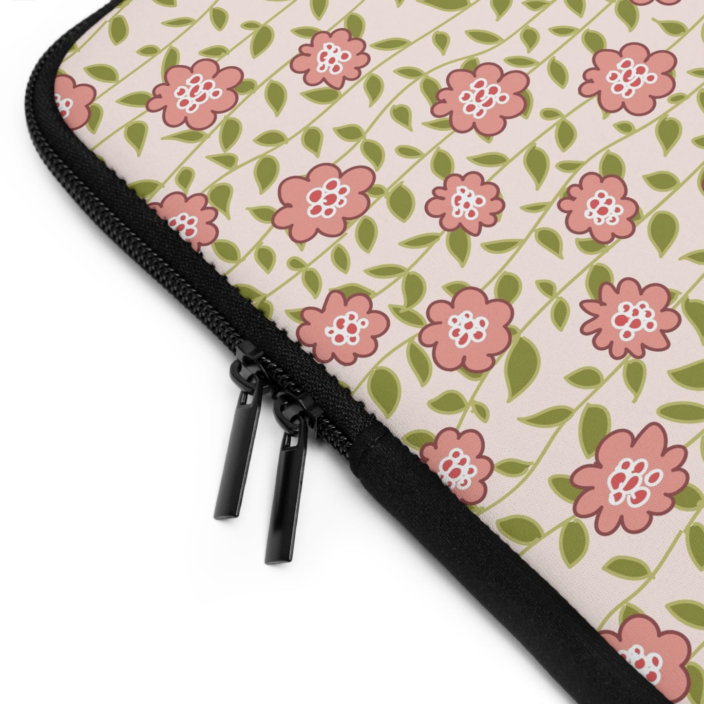 Coral Flowers on Cream Laptop Sleeve