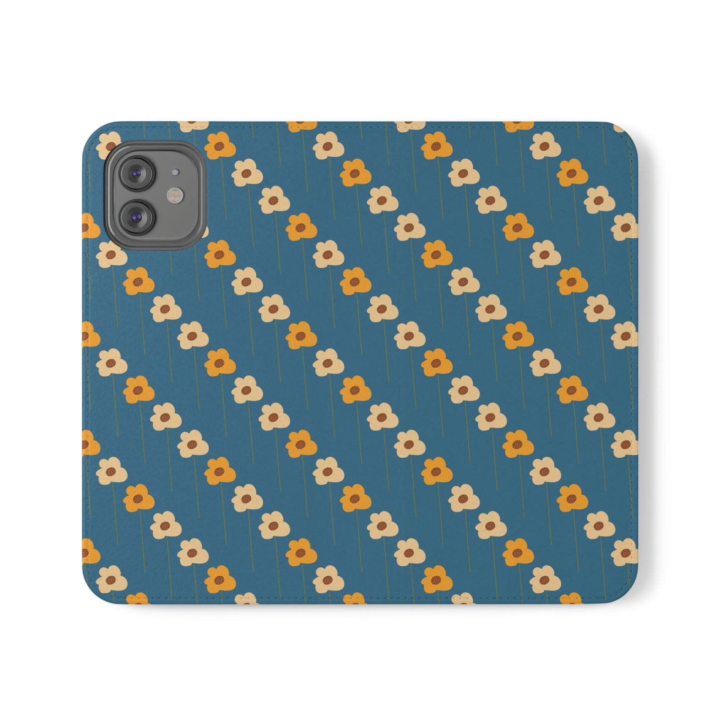 Yellow Wildflowers on Blue Flip Cases for iPhone