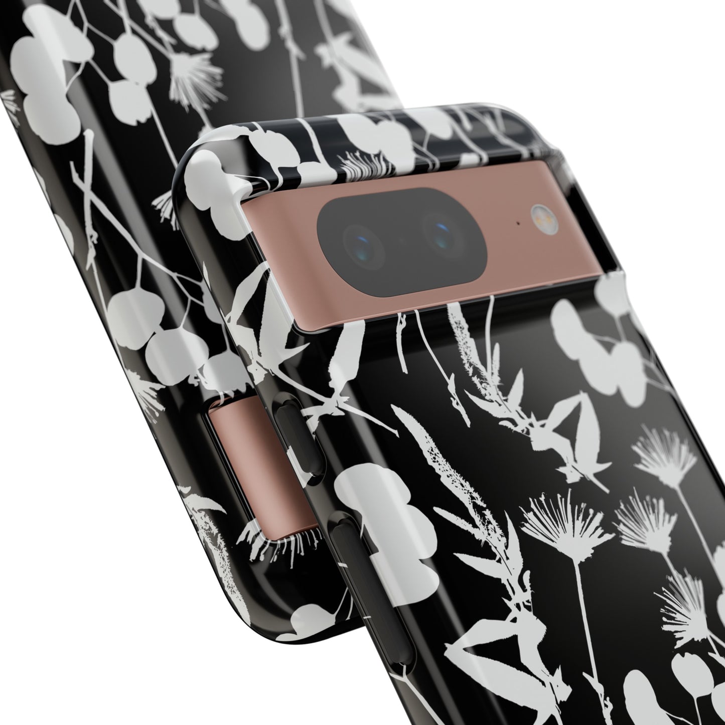 Black and White Floral Tough Cases for Google Pixel