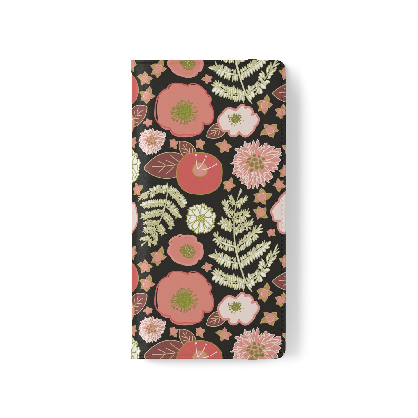 Coral Flowers on Black Flip Cases for Samsung