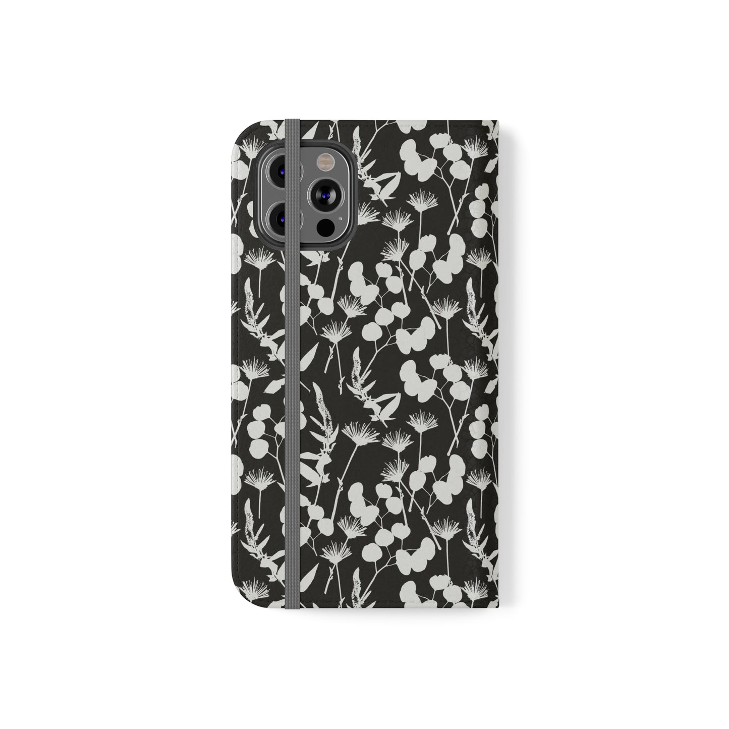 Black and White Floral Flip Cases for iPhone