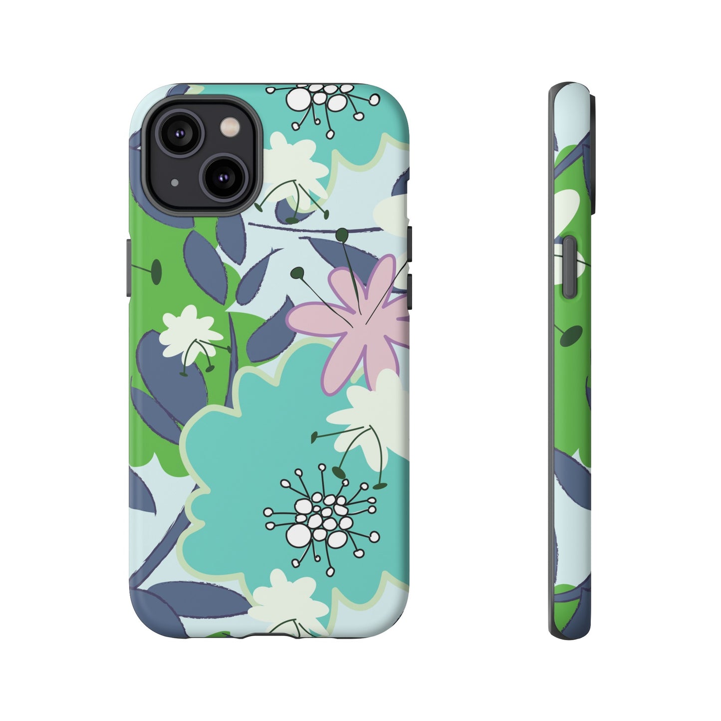 Mid Mod Floral in Blue and Green Tough Cases