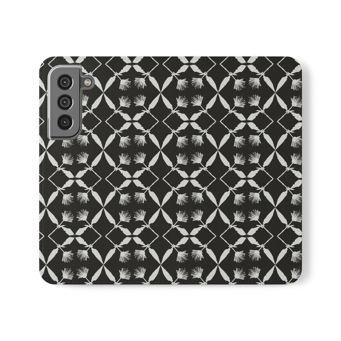 Black and White Floral Flip Cases for Samsung