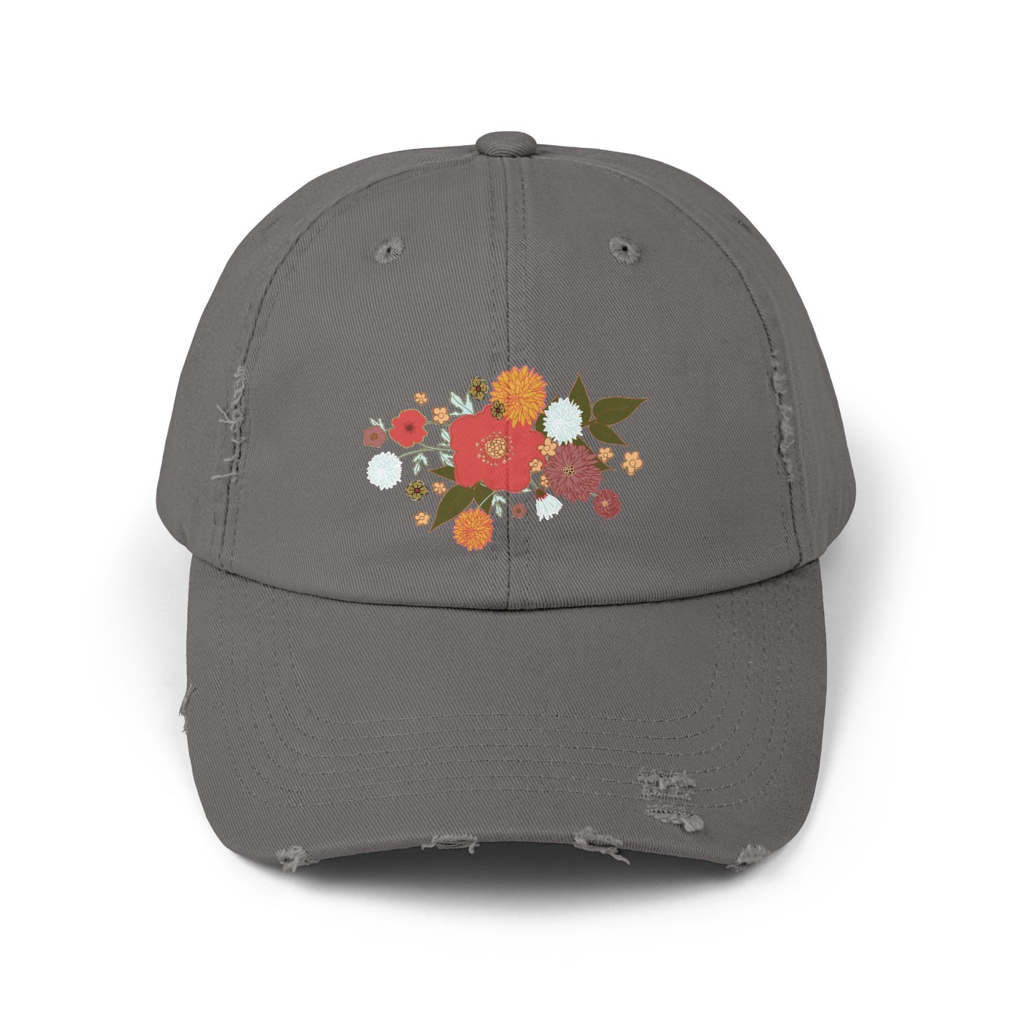 Spring Floral Distressed Cap