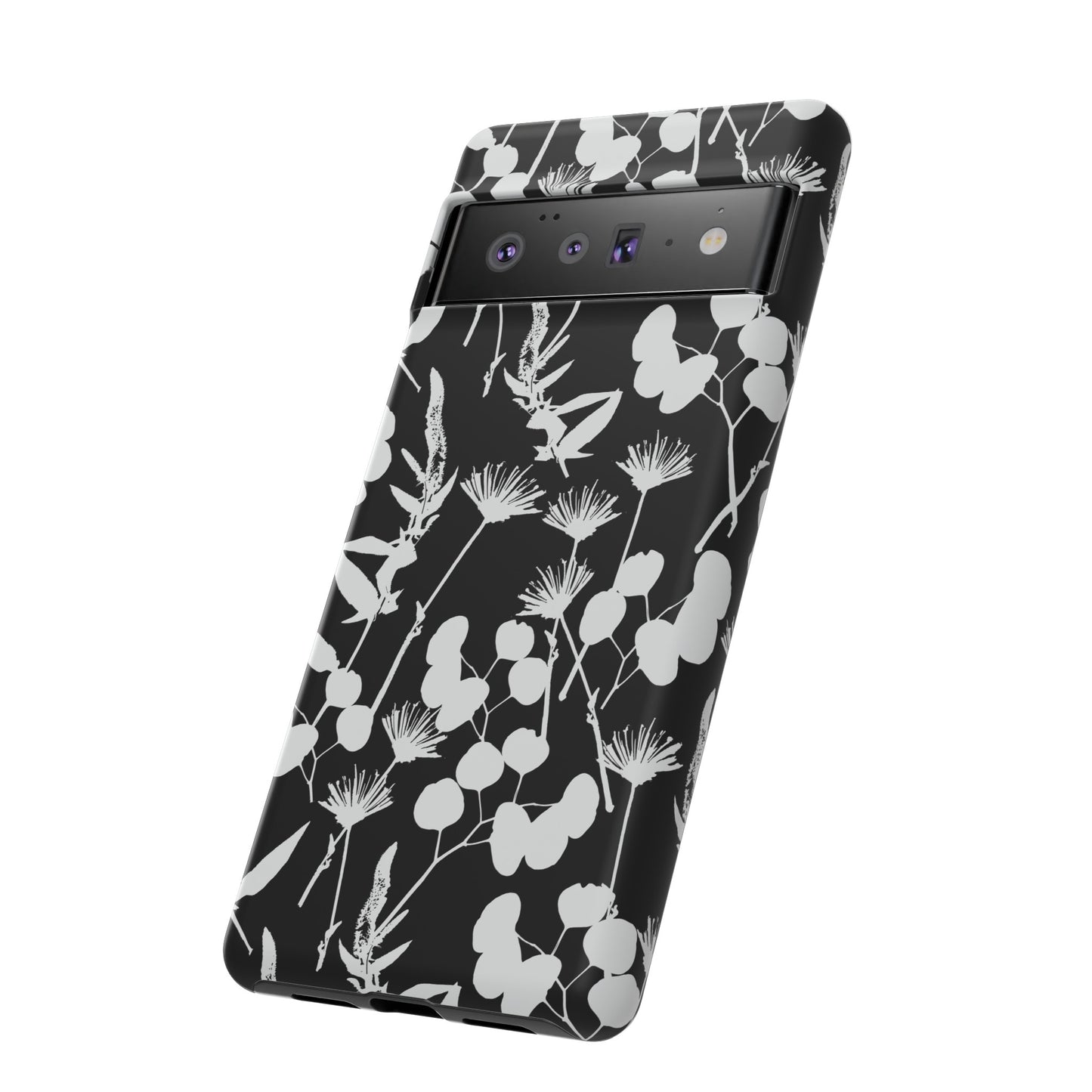 Black and White Floral Tough Cases for Google Pixel