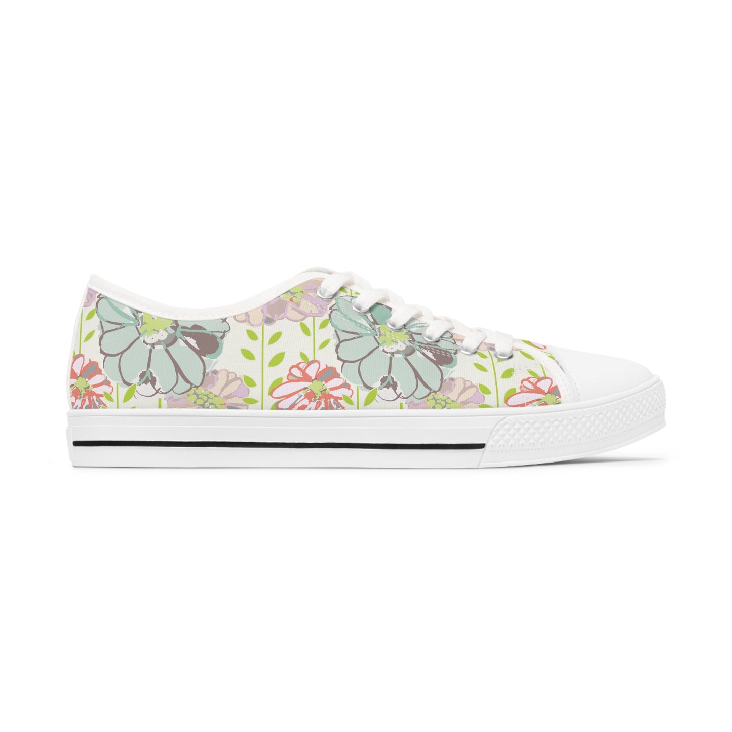 Soft Watercolor Floral Women's Low Top Sneakers