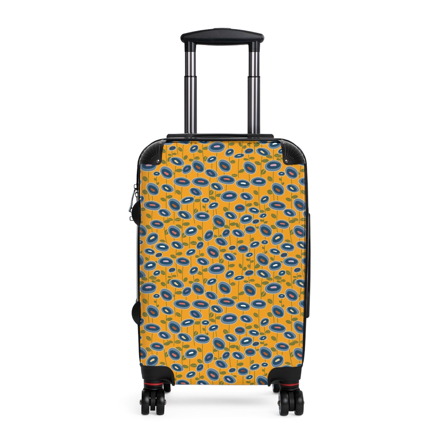 Blue Wildflowers on Yellow Suitcase