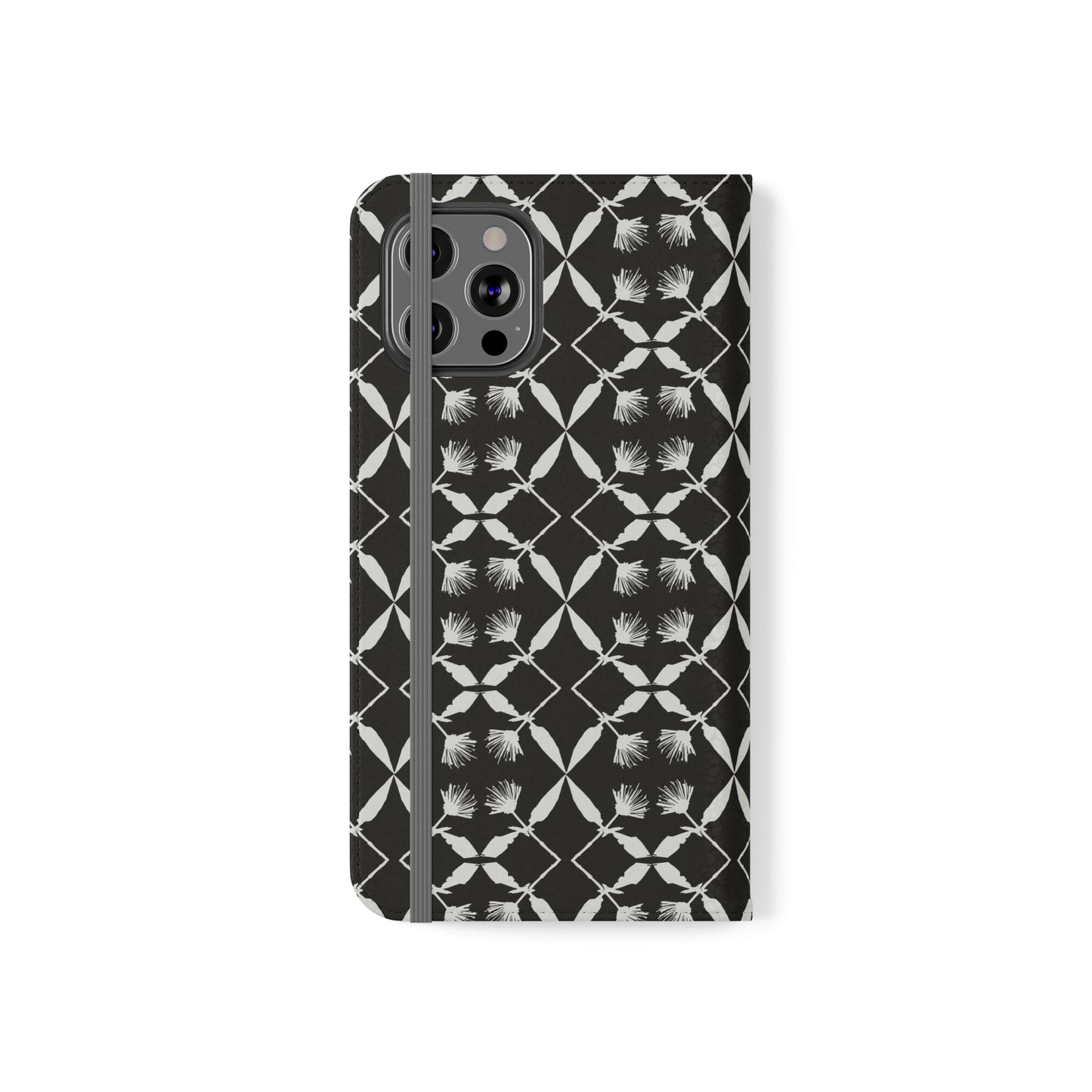 Black and White Floral Flip Cases for iPhone