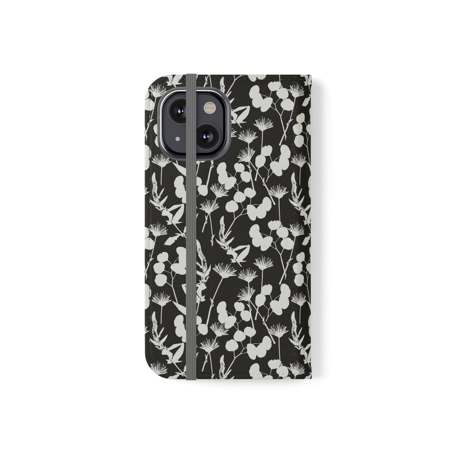 Black and White Floral Flip Cases for iPhone