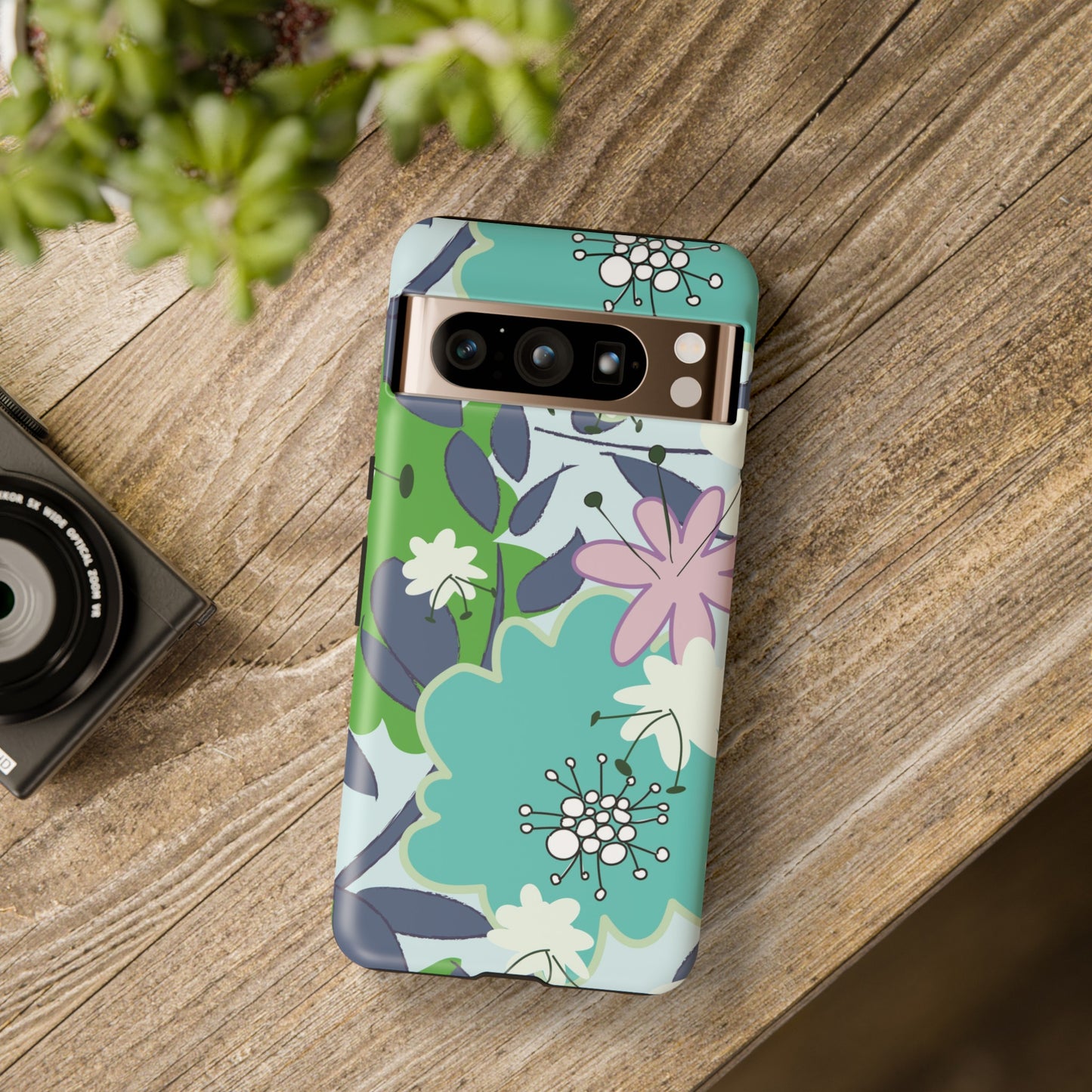 Mid Mod Floral in Blue and Green Tough Cases