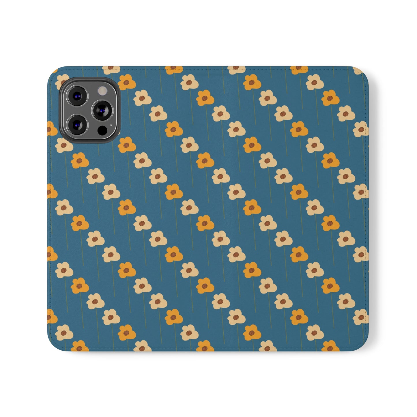 Yellow Wildflowers on Blue Flip Cases for iPhone